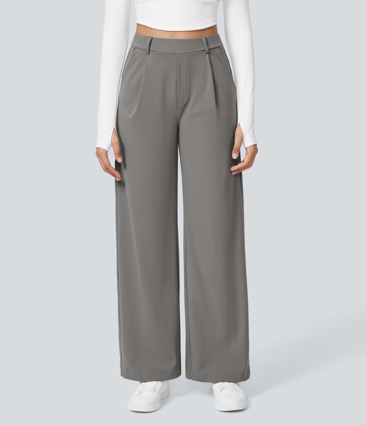 Pantaloni svasati SerenAir™ con cintura alta e tasche laterali con zip