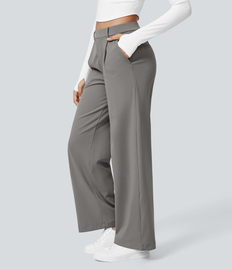 Pantaloni svasati SerenAir™ con cintura alta e tasche laterali con zip