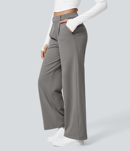 Pantaloni svasati SerenAir™ con cintura alta e tasche laterali con zip